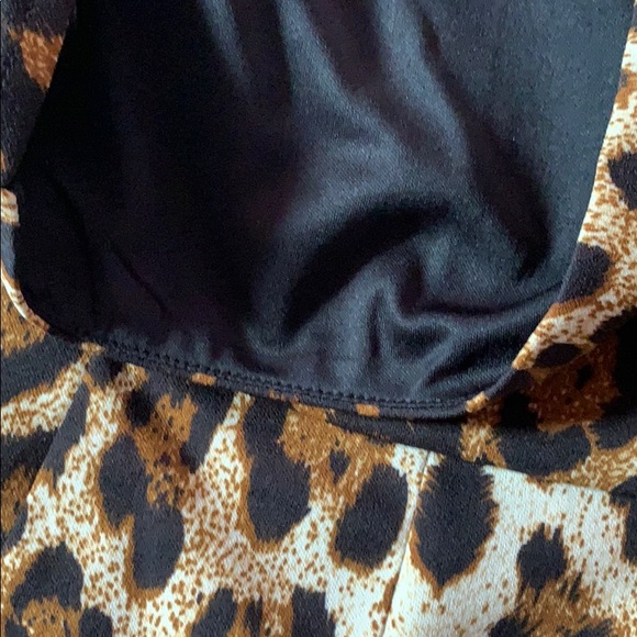 Leopard Animal Print Off The Shoulders Waist Belt Jumpsuit - Picture 7 of 8